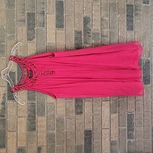 BCBGMaxAzria silk beaded shift dress, size 10, red raspberry